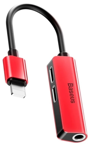 Аудио-адаптер Baseus CALL52-91 3-in-1 iP Male to Dual iP & 3.5mm Female Adapter L52 Red (Красный)